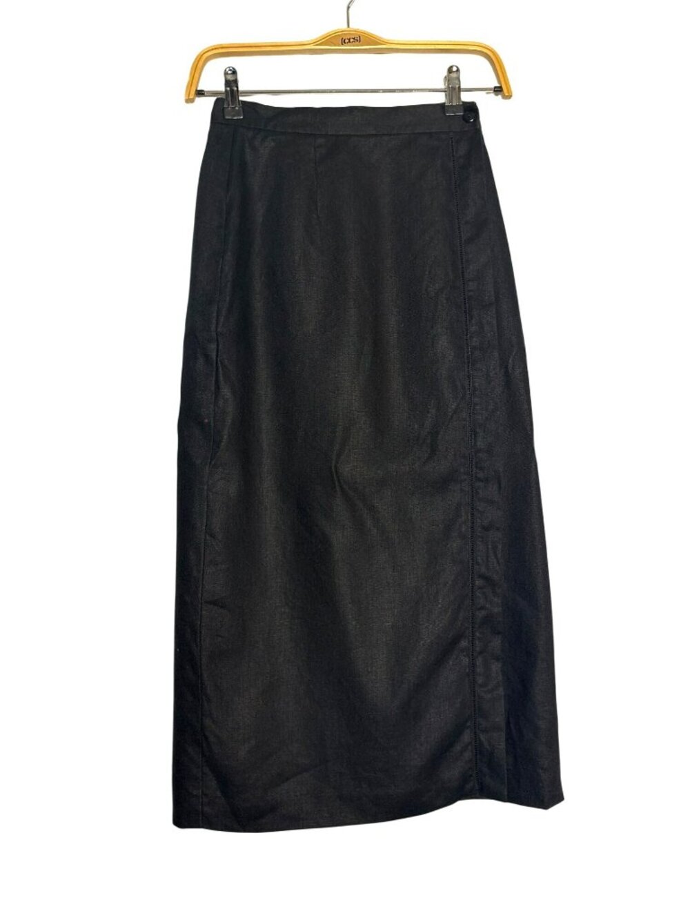 Talbots Petites Black Linen Wrap Skirt 2P